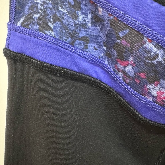Ivivva Black Leggings with Purple and Floral Waistband - Picture 3 of 5